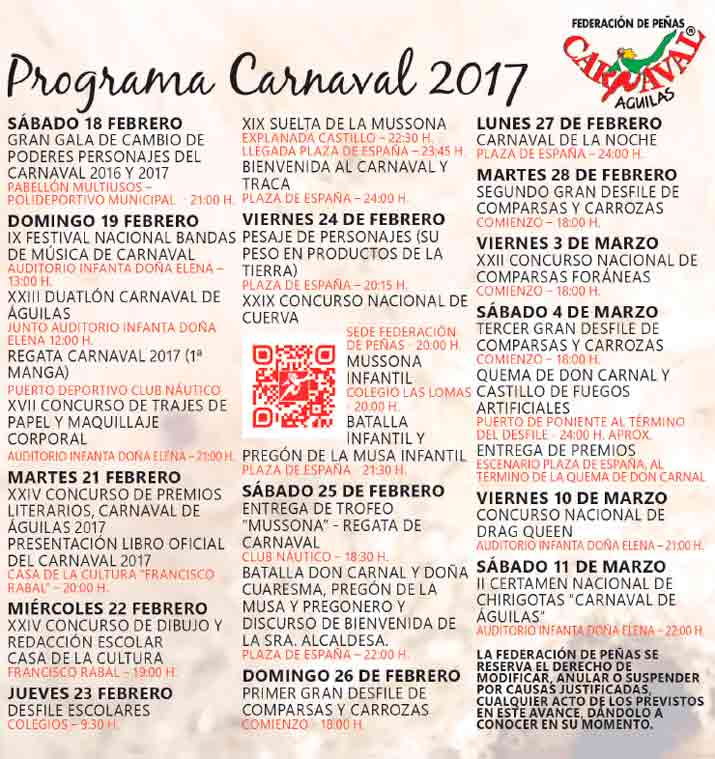 carnaval aguilas 2017 programa
