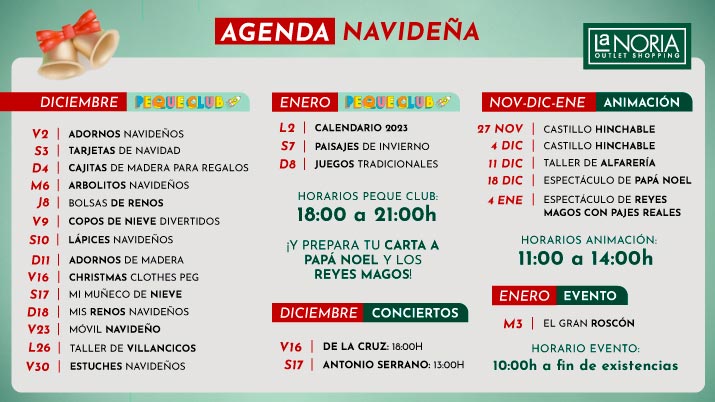 Agenda Navideña de La Noria Outlet Shopping