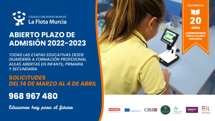 Abierto plazo de admisión en CC. Bilingüe La Flota Murcia para el curso 2022/2023