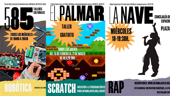 Robótica, Diseño de Videojuegos y Teatro nuevos talleres en los centros juveniles municipales de Murcia