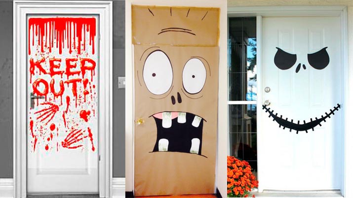 puerta halloween caras monstruosas